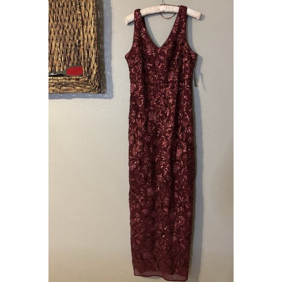 R & M Richards Dress 10P Merlot Wine Sequin Formal Prom Wedding Cruise Party NEW - Picture 4 of 13